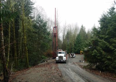 Well drilling pad and road for access, Monroe, Washington.